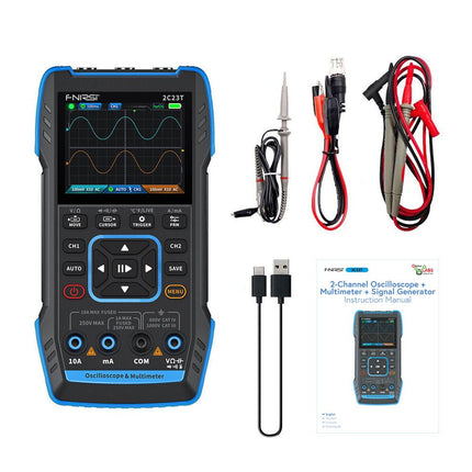 FNIRSI 2C23T (3 - in - 1) 2 - ch Oscilloscope (10 MHz) + Multimeter + Signal Generator - Elektor