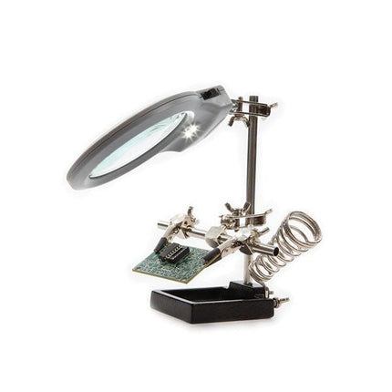 Velleman Helping Hand with Magnifier, LED Light and Soldering Stand - Elektor